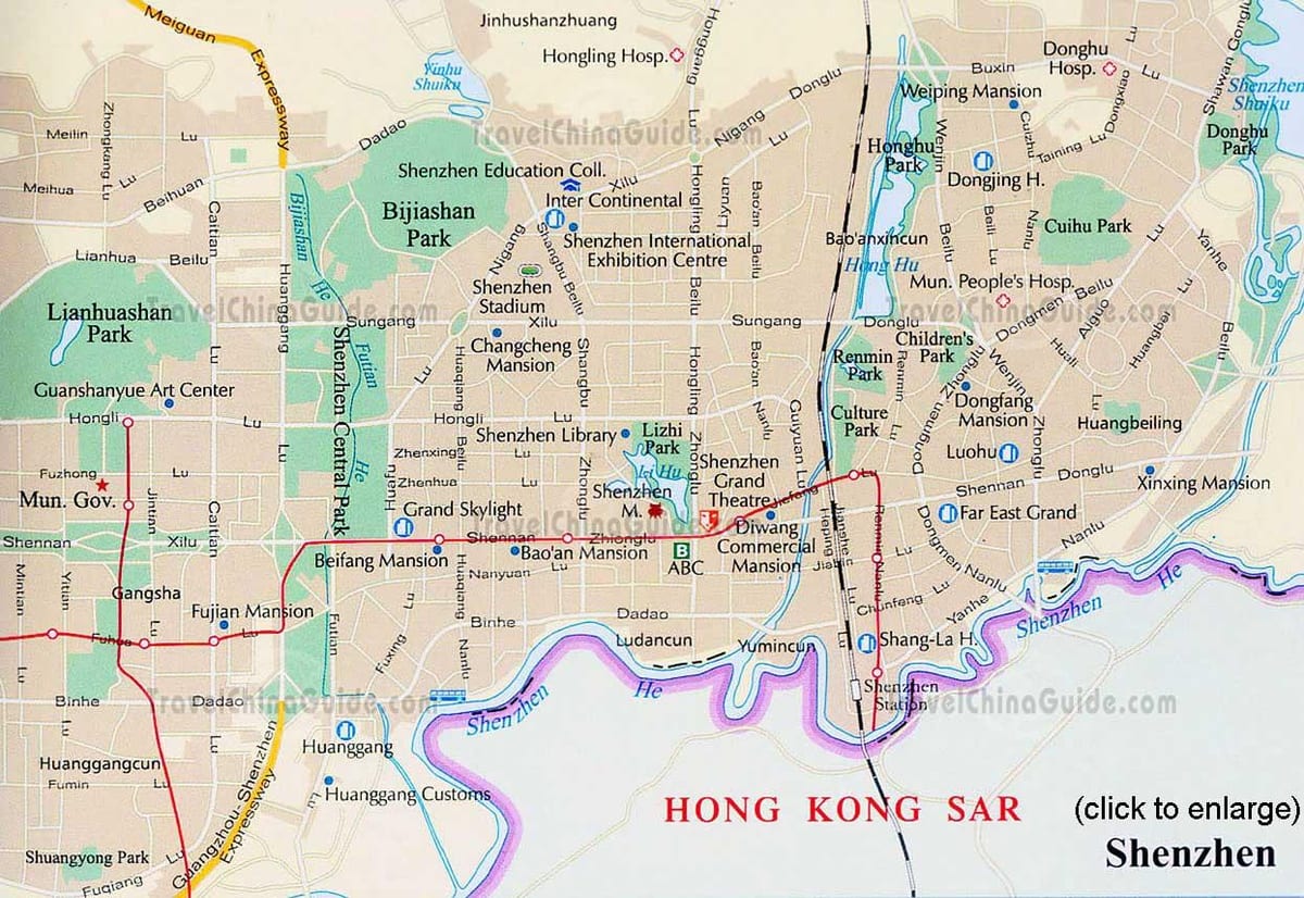 ਸ਼ੇਨਜ਼ੇਨ, guangdong, ਚੀਨ ਦਾ ਨਕਸ਼ਾ